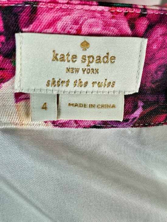 Kate Spade New York Floral Pencil Skirt Silk Blend Size 4 | Vibrant Rose Print - Picture 10 of 12